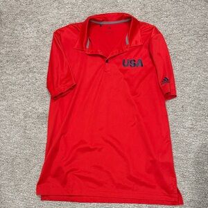 Adidas Men's Red Polo with USA Logo